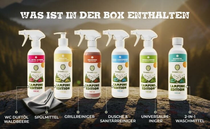 Reinigungsprodukte für Camping im Einsatz
