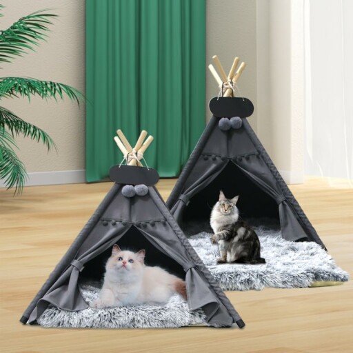 Gemütliches Tipi Zelt für Haustiere im Einsatz