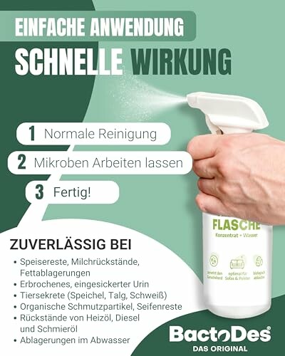 Anleitung zur Anwendung eines Reinigersprays