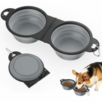 Zusammenklappbare Hundenäpfe mit Hund