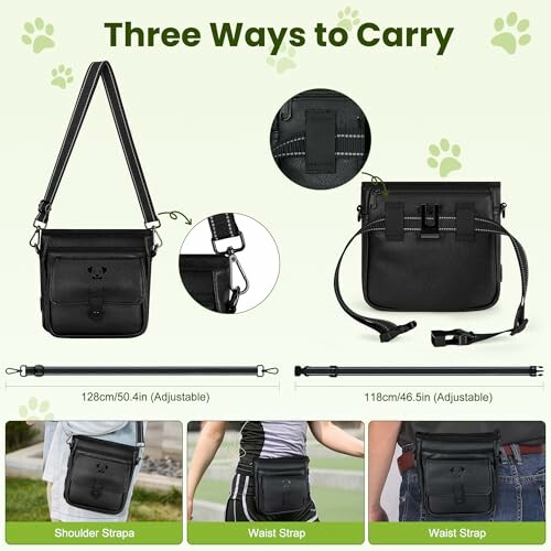 Hundeleckerli-Tasche mit drei Trageoptionen.