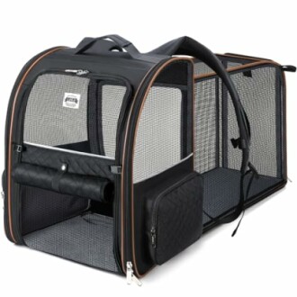 Erweiterbarer Haustier-Rucksackträger mit Netzbelüftung.