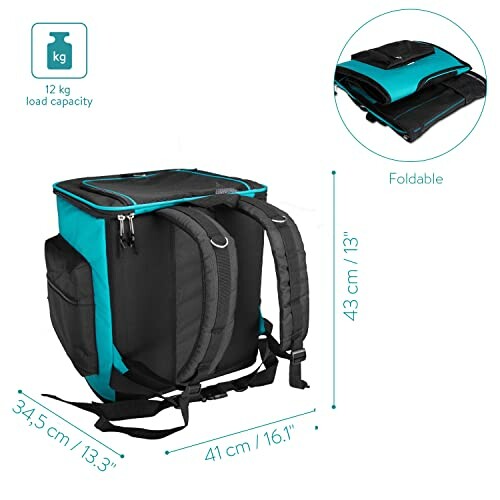 Faltbarer Rucksack-Kühler mit Abmessungen