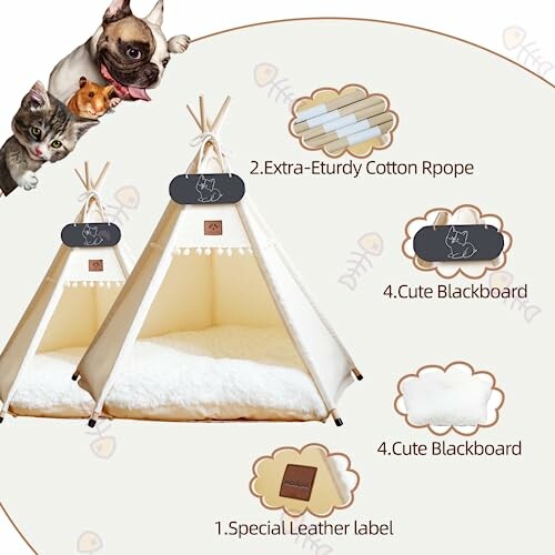 Haustierzelt mit Baumwollseil und Tafeln