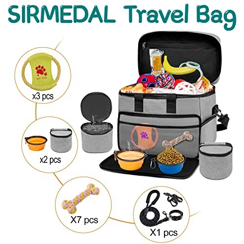 Reisetasche für Hunde mit Spielzeug und Zubehör